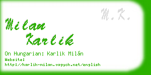 milan karlik business card